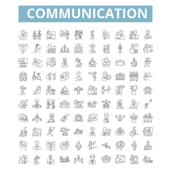 Communication Icons Line Signs Web Symbols Set Vector Isolated Illustration — Wektor stockowy