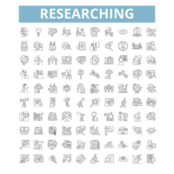 Reserching Icons Line Signs Web Symbols Set Vector Isolated Illustration — Image vectorielle