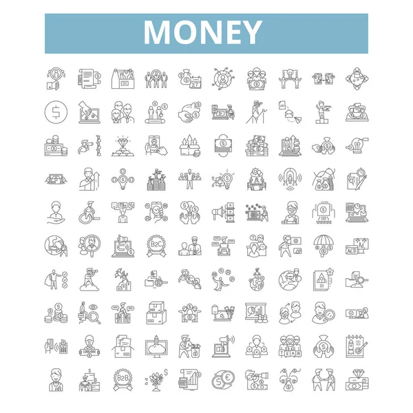 Money Icons Line Signs Web Symbols Set Vector Isolated Illustration — Vector de stock