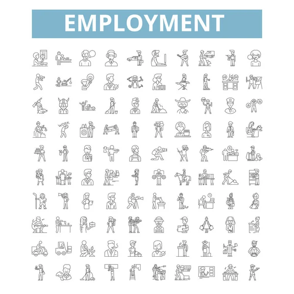 Employment Icons Line Signs Web Symbols Set Vector Isolated Illustration — Stockvector