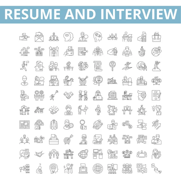 Interview Icons Line Signs Web Symbols Set Vector Isolated Illustration — ストックベクタ