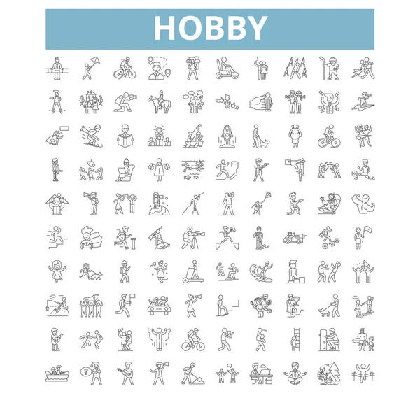 Hobby Icons Line Signs Web Symbols Set Vector Isolated Illustration — Archivo Imágenes Vectoriales
