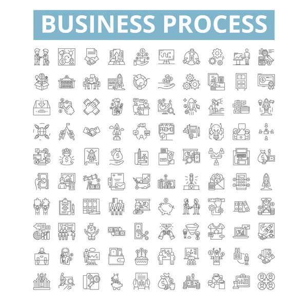 Business Process Icons Line Signs Web Symbols Set Vector Isolated — Vector de stock