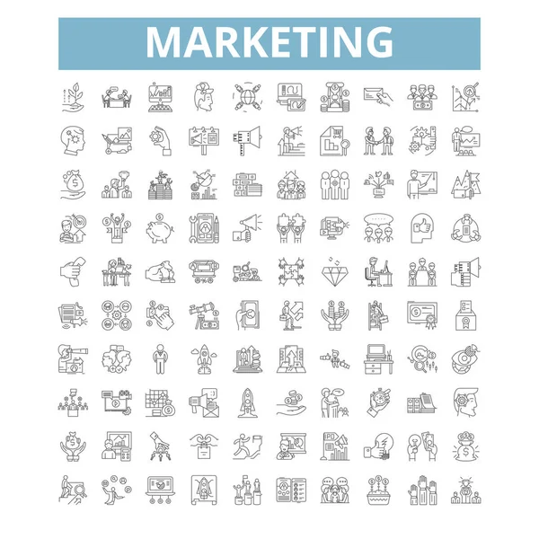 Marketing Icons Line Signs Web Symbols Set Vector Isolated Illustration — Stock Vector