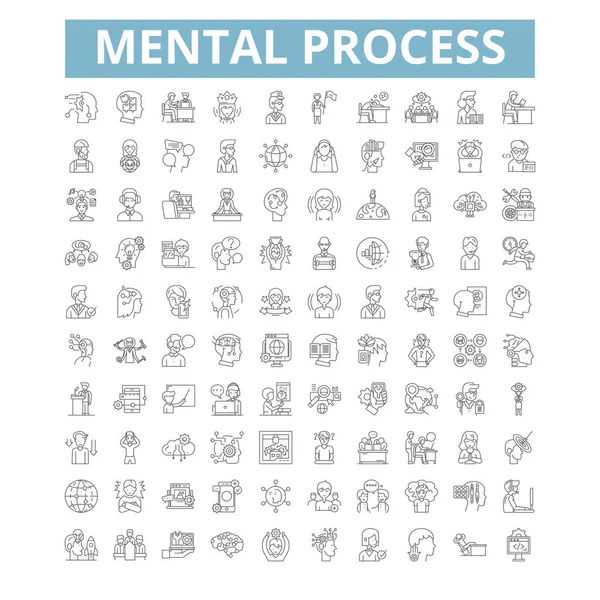 Mental Process Icons Line Signs Web Symbols Set Vector Isolated — Image vectorielle