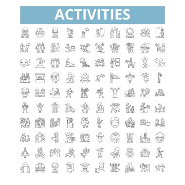 Activities icons, line signs, web symbols set, vector isolated illustration