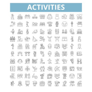 Activities icons, line signs, web symbols set, vector isolated illustration