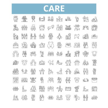 Care icons, line signs, web symbols set, vector isolated illustration