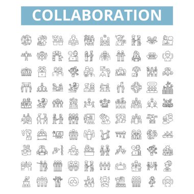 Collaboration icons, line signs, web symbols set, vector isolated illustration