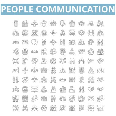 People communication icons, line signs, web symbols set, vector isolated illustration