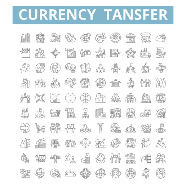 Currency Transfer Icons Line Signs Web Symbols Set Vector Isolated — Stockvector