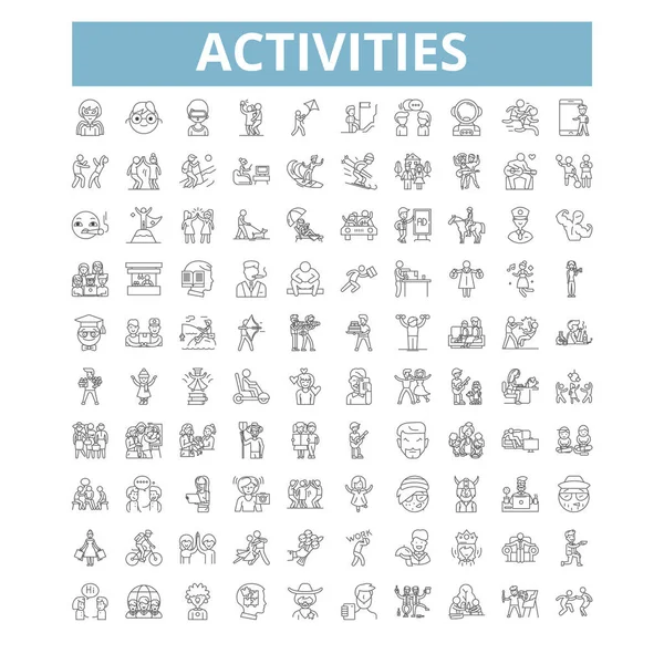 Activities Icons Line Signs Web Symbols Set Vector Isolated Illustration — Vector de stock