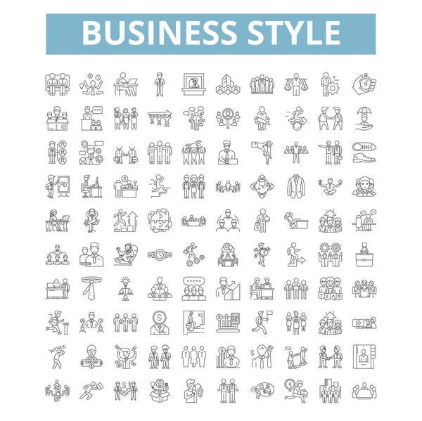 Business Style Icons Line Signs Web Symbols Set Vector Isolated — Vettoriale Stock