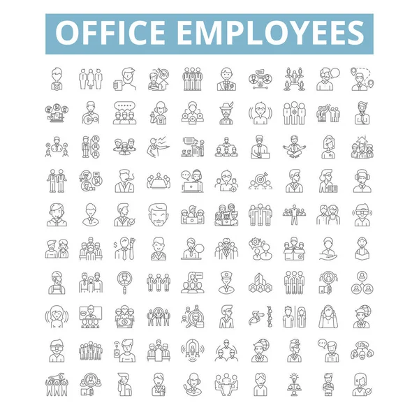 Office Employees Icons Line Signs Web Symbols Set Vector Isolated — Stock vektor