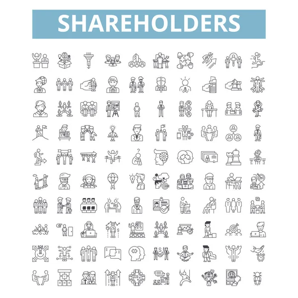 Shareholders Icons Line Signs Web Symbols Set Vector Isolated Illustration — Stok Vektör