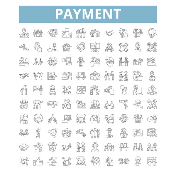 Payment Icons Line Signs Web Symbols Set Vector Isolated Illustration — Stockvektor