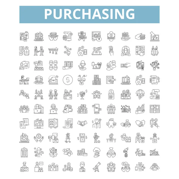 Purchasing Icons Line Signs Web Symbols Set Vector Isolated Illustration — Stock vektor