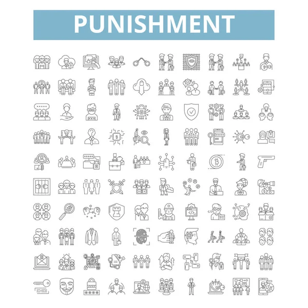 Punishment Icons Line Signs Web Symbols Set Vector Isolated Illustration — Vetor de Stock
