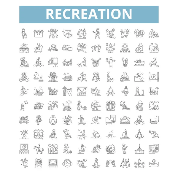 Recreation Icons Line Signs Web Symbols Set Vector Isolated Illustration — ストックベクタ