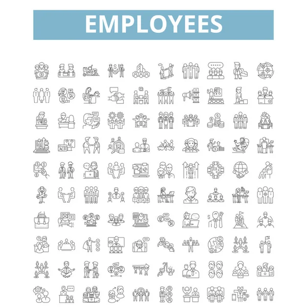 Employees Icons Line Signs Web Symbols Set Vector Isolated Illustration — Stockvektor