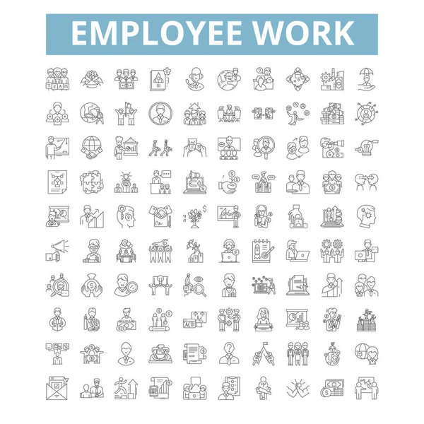 Employee Work Icons Line Signs Web Symbols Set Vector Isolated — Stock Vector