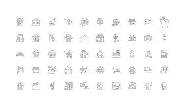 Ecommerce concept illustration, linear icons, line signs set, vector set