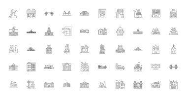 Architecture concept illustration, linear icons, line signs set, vector set