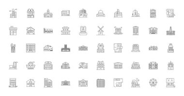 Architecture ideas, linear icons, line signs set, vector set
