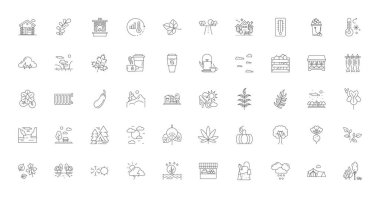 Autumn ideas, linear icons, line signs set, vector set