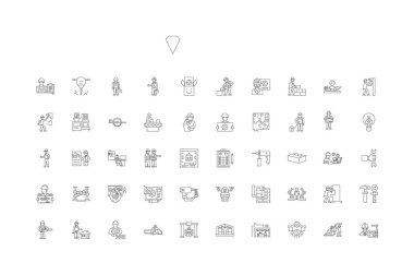 Diy concept illustration, linear icons, line signs set, vector set