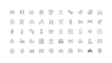 Engineering ideas, linear icons, line signs set, vector set
