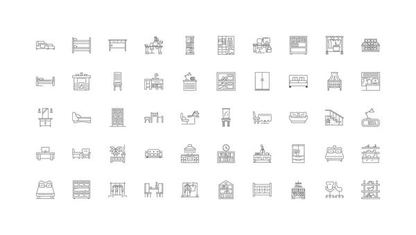 Furniture Concept Illustration Linear Icons Line Signs Set Vector Set — стоковый вектор