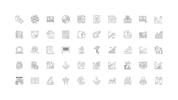 Charts Diagrams Ideas Linear Icons Line Signs Set Vector Set — Stock vektor