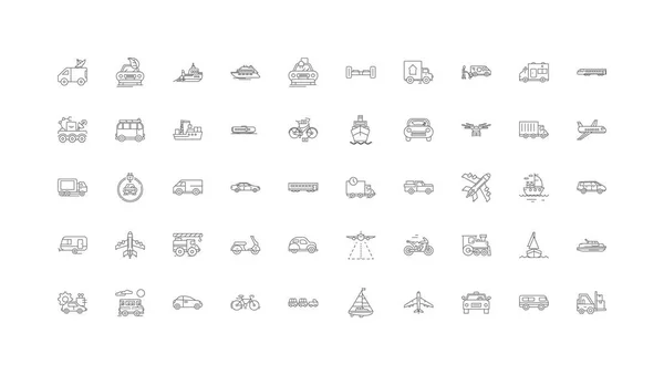 Delevery Concept Illustration Linear Icons Line Signs Set Vector Set - Stok Vektor
