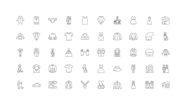 Clothing Store Concept Illustration Linear Icons Line Signs Set Vector — Stock vektor