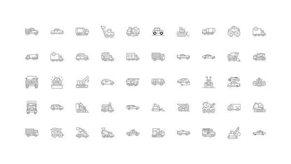 Cars Concept Illustration Linear Icons Line Signs Set Vector Set — 图库矢量图片