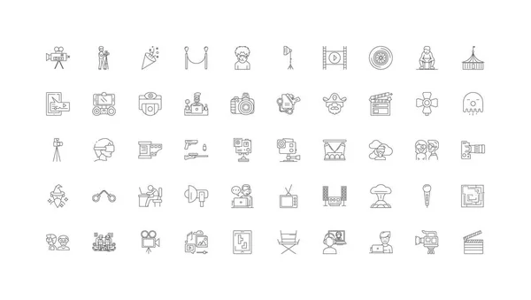 Cinema Concept Illustration Linear Icons Line Signs Set Vector Set — 图库矢量图片