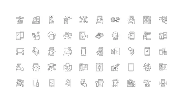 Cell Phone Ideas Linear Icons Line Signs Set Vector Set — Stock Vector