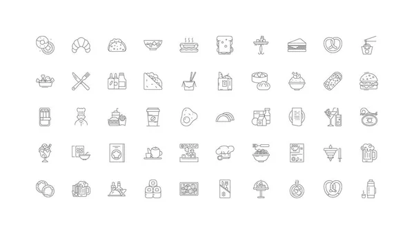 Fast Food Ideas Linear Icons Line Signs Set Vector Set - Stok Vektor