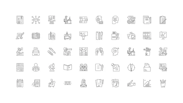 Content Marketing Concept Illustration Linear Icons Line Signs Set Vector — Vettoriale Stock
