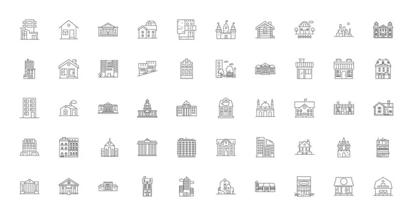 Buildings Ideas Linear Icons Line Signs Set Vector Set — стоковый вектор