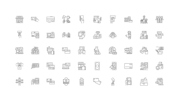 Credit Card Concept Illustration Linear Icons Line Signs Set Vector - Stok Vektor