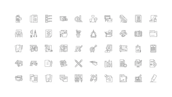 Editing Concept Illustration Linear Icons Line Signs Set Vector Set — Stock Vector