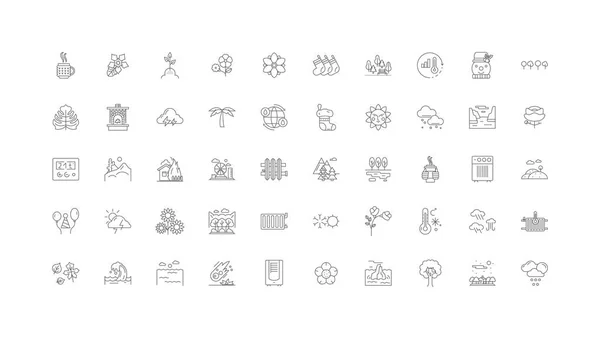 Climate Ideas Linear Icons Line Signs Set Vector Set — стоковый вектор