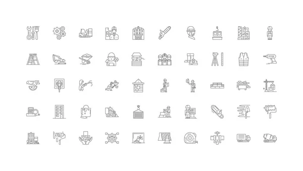 Construction Ideas Linear Icons Line Signs Set Vector Set — 스톡 벡터