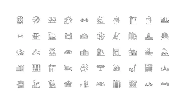 City Ideas Linear Icons Line Signs Set Vector Set — Vector de stock
