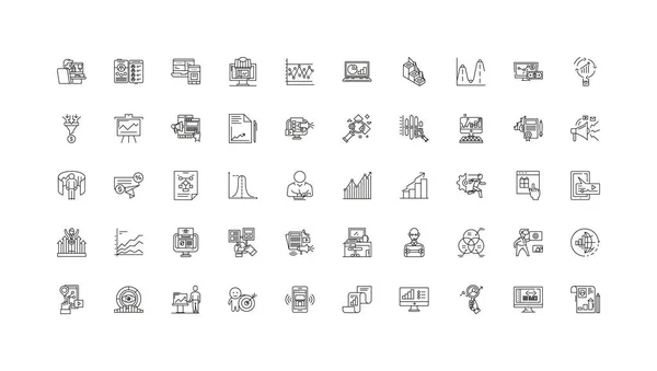 Digital Marketing Ideas Linear Icons Line Signs Set Vector Set — 图库矢量图片