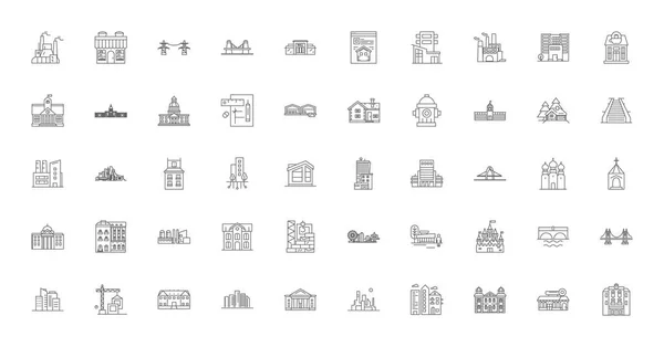 Architecture Concept Illustration Linear Icons Line Signs Set Vector Set — стоковый вектор