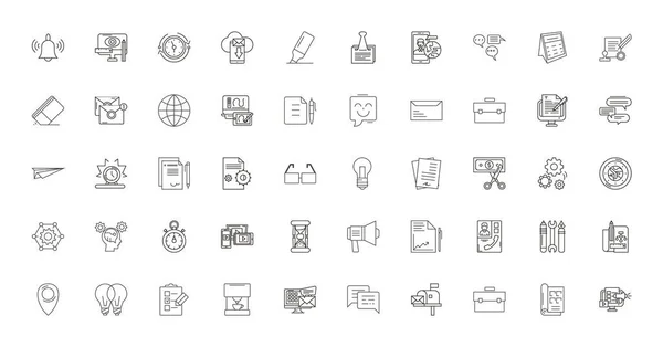 Business Office Concept Illustration Linear Icons Line Signs Set Vector — Wektor stockowy