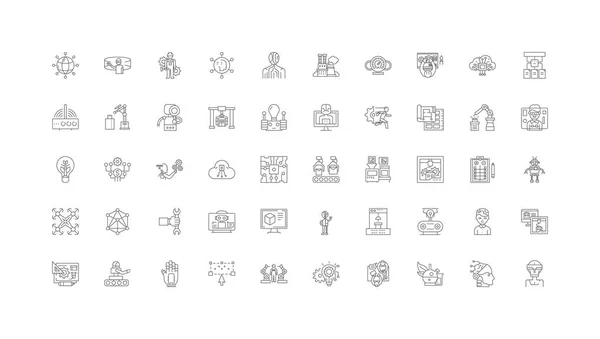 Future Technologies Concept Illustration Linear Icons Line Signs Set Vector — 스톡 벡터